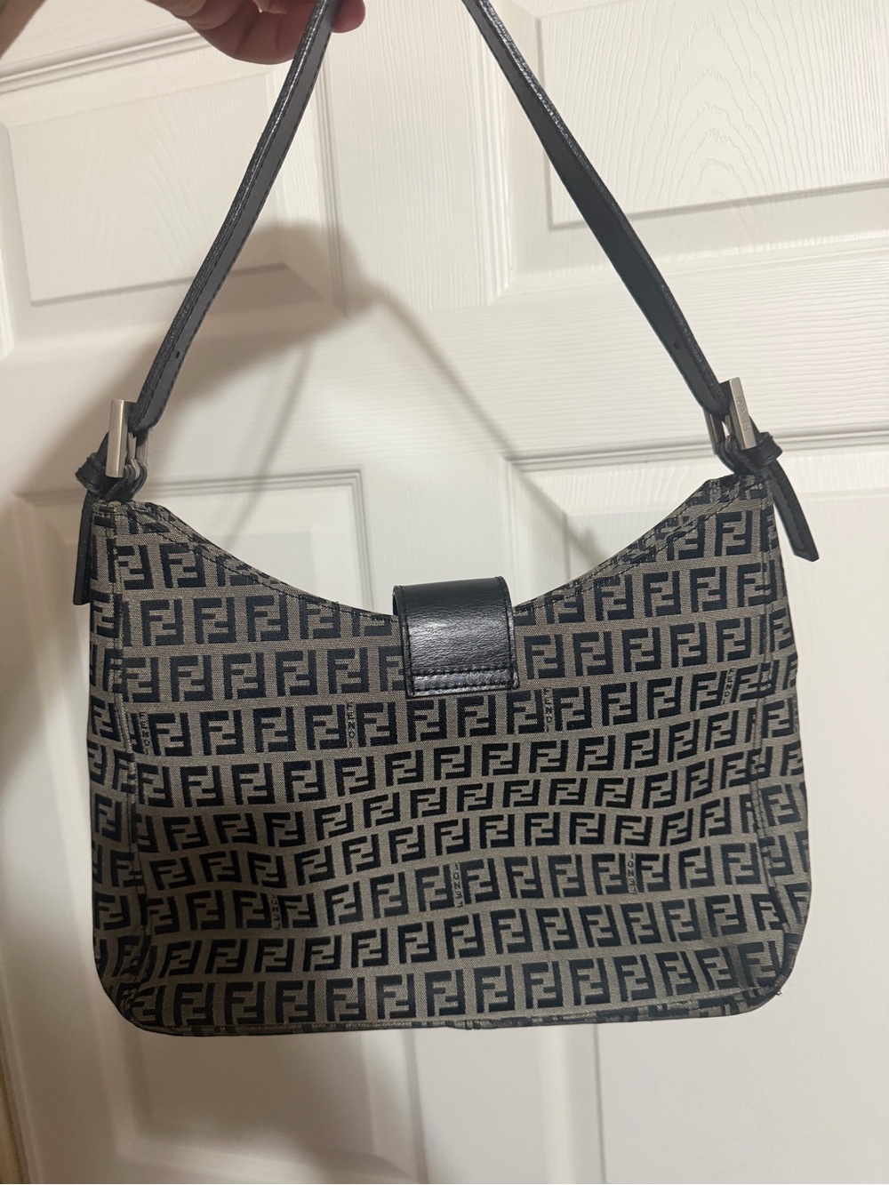 Shoulder bag with blue monograms - Picture 2 of 8